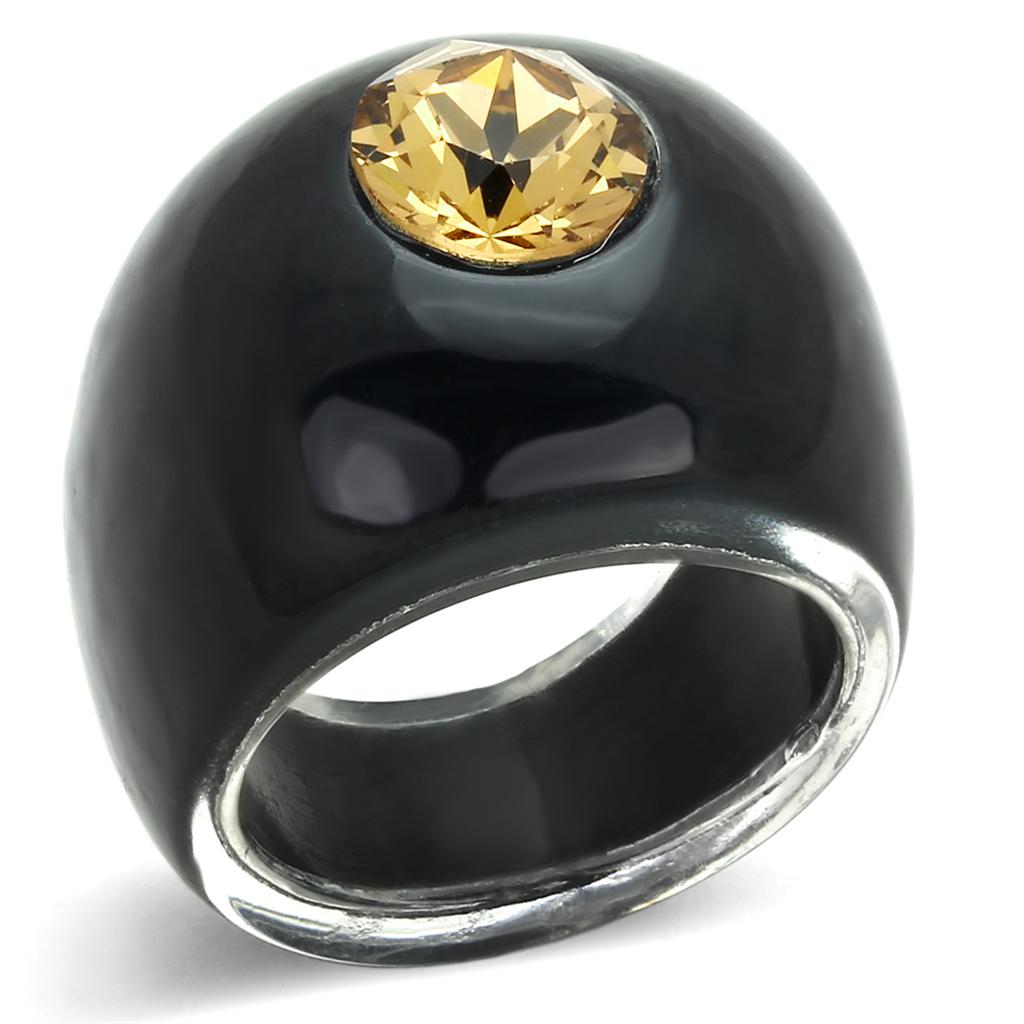 JCE115 Resin Ring with Top Grade Crystal in Light Smoked