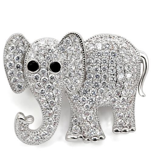 JCE125 Imitation Rhodium Brass Brooches with AAA Grade CZ  in Black Diamond