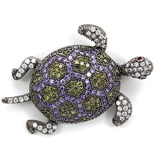 JCE127 Ruthenium Brass Brooches with AAA Grade CZ  in Multi Color