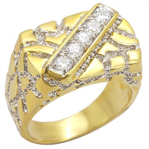 JCE050 Gold+Rhodium Brass Ring with AAA Grade CZ in Clear
