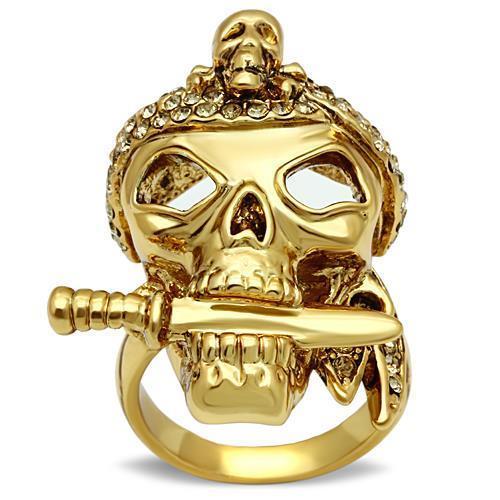 JCE012 Gold White Metal Ring with Top Grade Crystal  in Smoked Quartz
