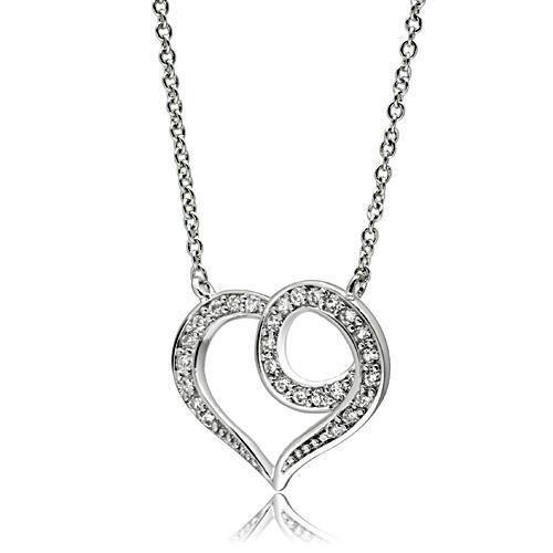 JCE075 Rhodium Brass Necklace with AAA Grade CZ  in Clear