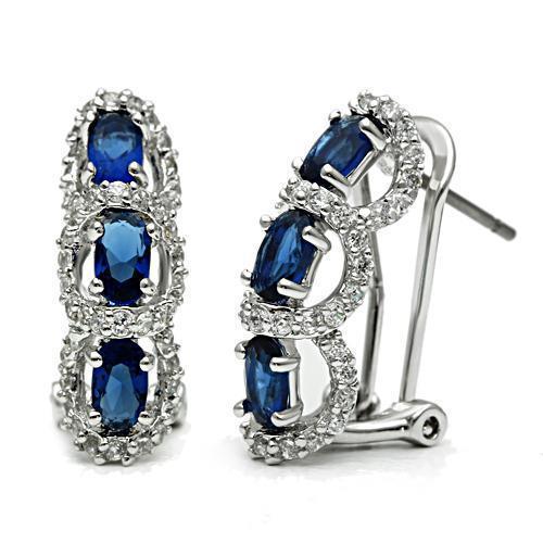 JCE089 Rhodium Brass Earrings with Synthetic Synthetic Glass in Montana