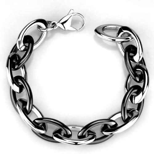 JCE1009 High polished (no plating) Stainless Steel Bracelet with Ceramic  in Jet