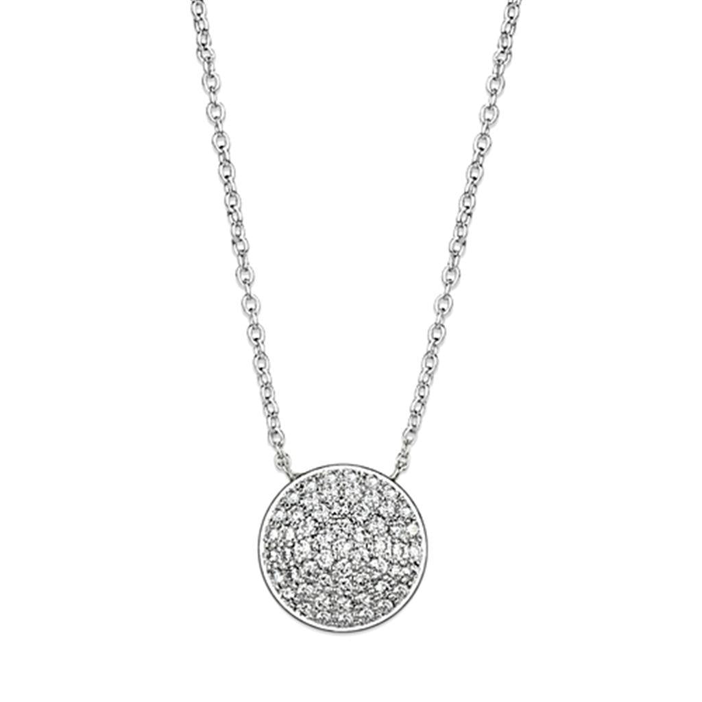 JCE436 Rhodium Brass Necklace with AAA Grade CZ  in Clear