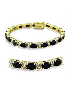 JCE5503 Gold Brass Bracelet with AAA Grade CZ  in Jet