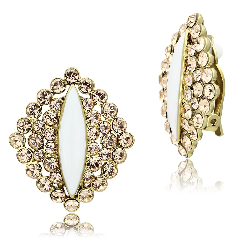 JCE350 IP Gold(Ion Plating) Brass Earrings with Top Grade Crystal in Champagne