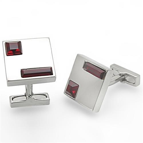JCE1385 Rhodium Brass Cufflink with Top Grade Crystal  in Siam-Default Title