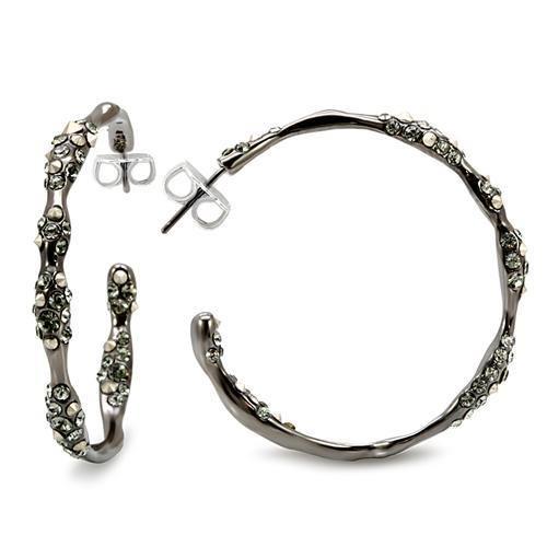 JCE1856 Ruthenium Brass Earrings with Top Grade Crystal in Black Diamond-Default Title