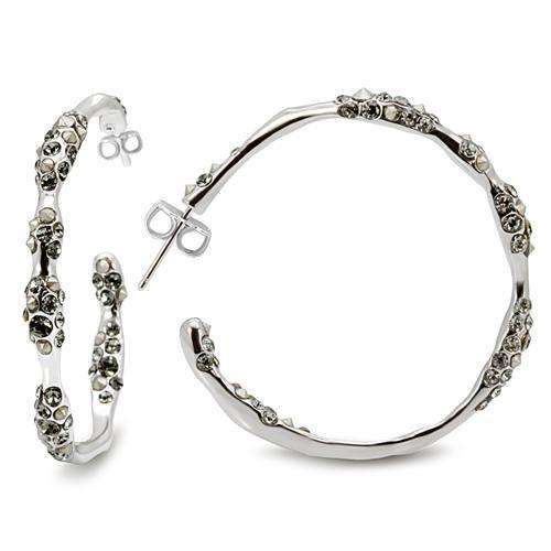 JCE1857 Rhodium Brass Earrings with Top Grade Crystal in Black Diamond-Default Title