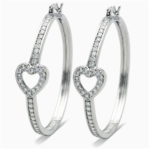 JCE1941 Rhodium Brass Earrings with AAA Grade CZ in Clear-Default Title
