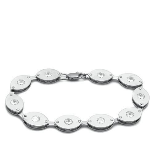 JCE2011 Matte Rhodium & Rhodium Brass Bracelet with AAA Grade CZ in Clear