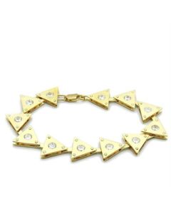 JCE2012 Matte Gold & Gold Brass Bracelet with AAA Grade CZ in Clear