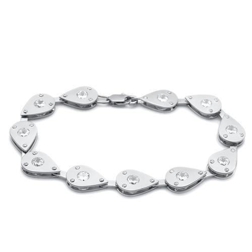 JCE2014 Matte Rhodium & Rhodium Brass Bracelet with AAA Grade CZ in Clear