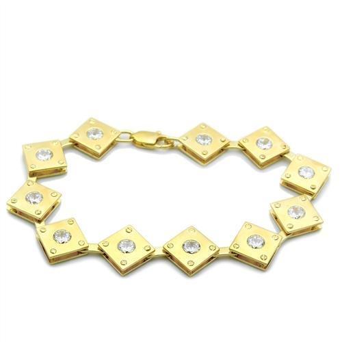 JCE2017 Matte Gold & Gold Brass Bracelet with AAA Grade CZ in Clear