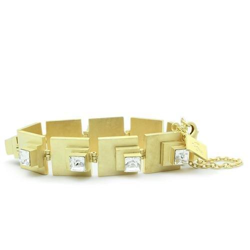 JCE2037 Matte Gold Brass Bracelet with Top Grade Crystal in Clear