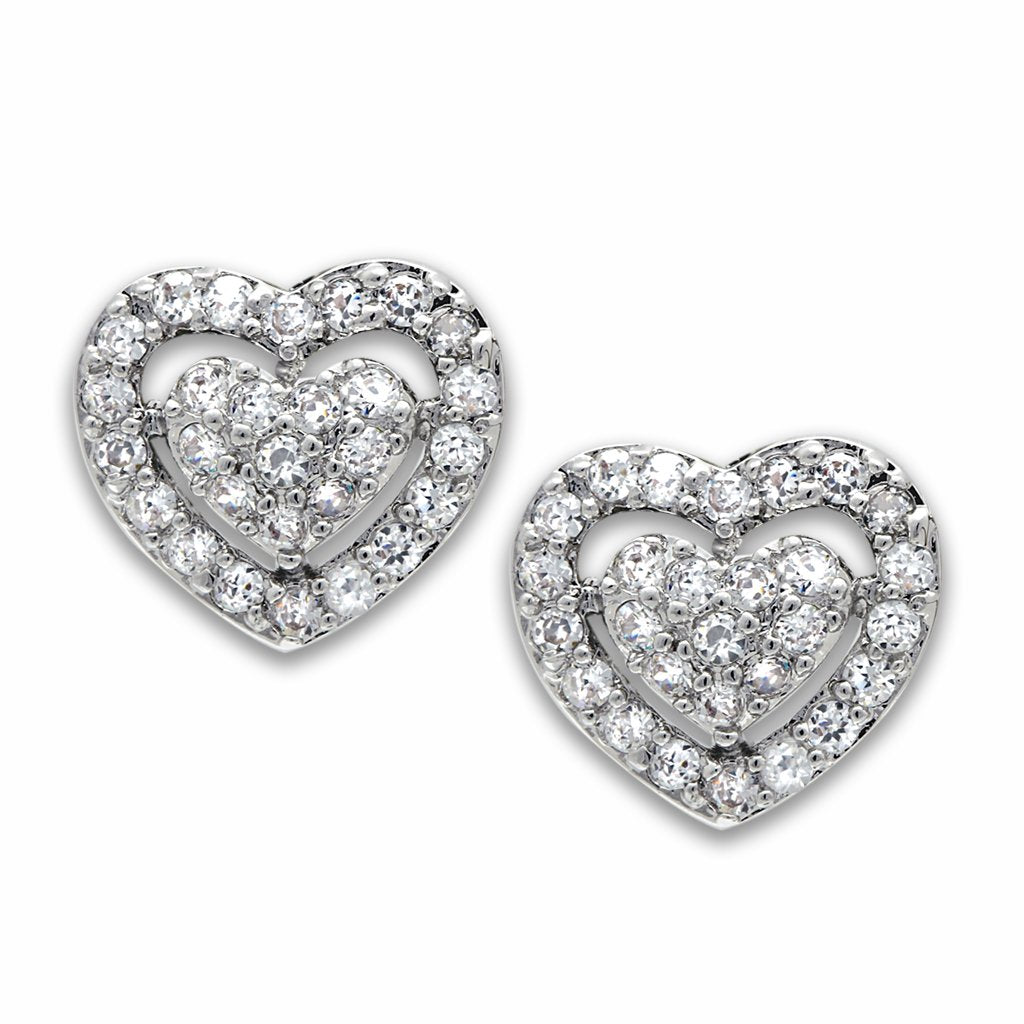 JCE2042 Rhodium Brass Earrings with AAA Grade CZ in Clear-Default Title