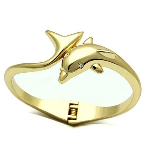 JCE2125 Flash Gold White Metal Bangle with Top Grade Crystal  in Clear