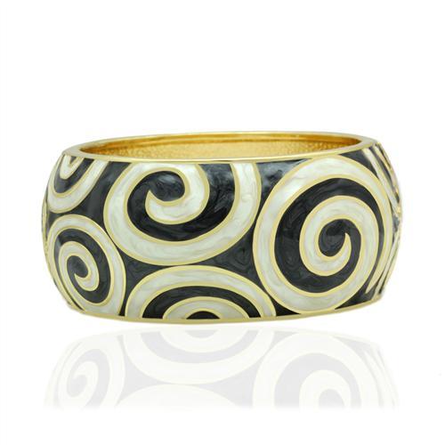 JCE2126 Flash Gold White Metal Bangle with Epoxy  in No Stone