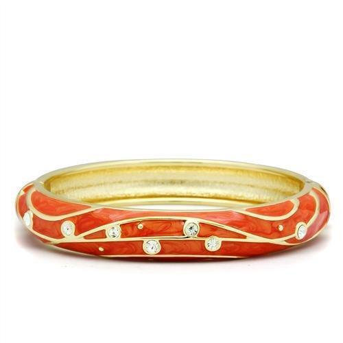 JCE2144 Flash Gold White Metal Bangle with Top Grade Crystal  in Clear