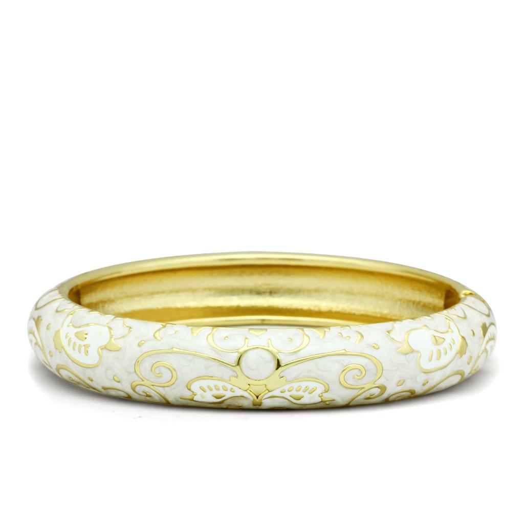 JCE2147 Flash Gold White Metal Bangle with Epoxy  in No Stone