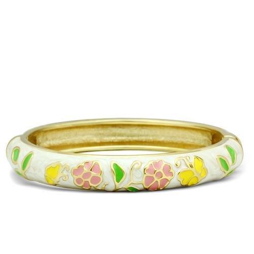 JCE2149 Flash Gold White Metal Bangle with Epoxy  in No Stone