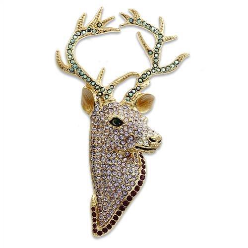 JCE2410 Gold White Metal Brooches with Top Grade Crystal  in Multi Color