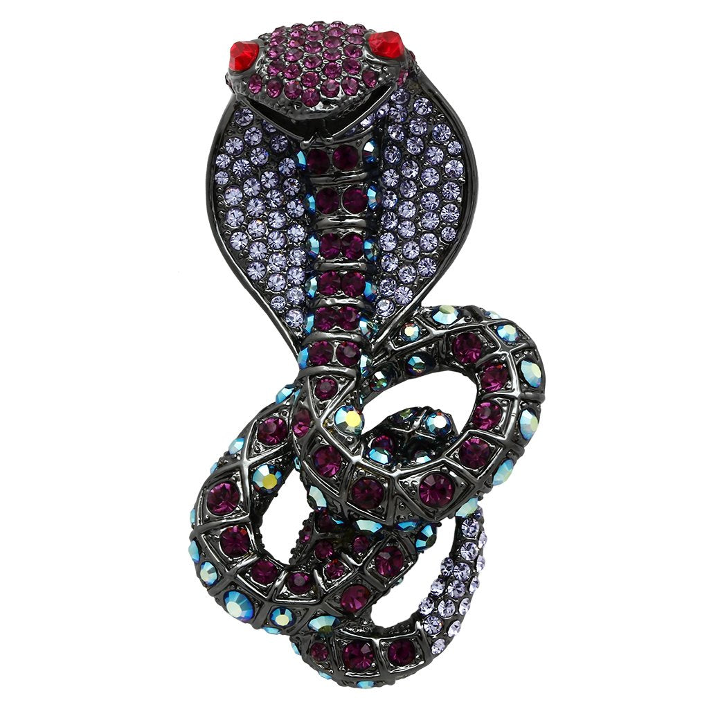 JCE2422 Ruthenium White Metal Brooches with Top Grade Crystal  in Multi Color