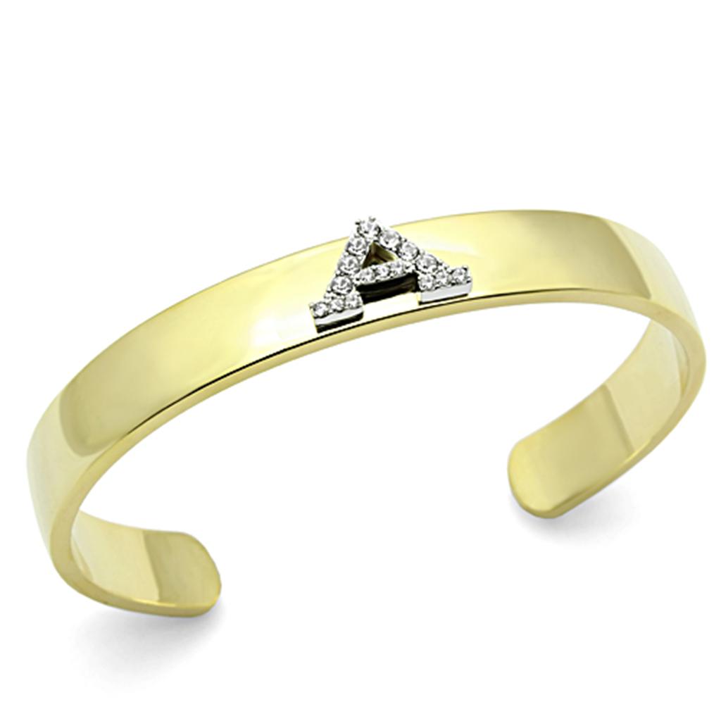 JCE2570 Gold+Rhodium White Metal Bangle with Top Grade Crystal  in Clear