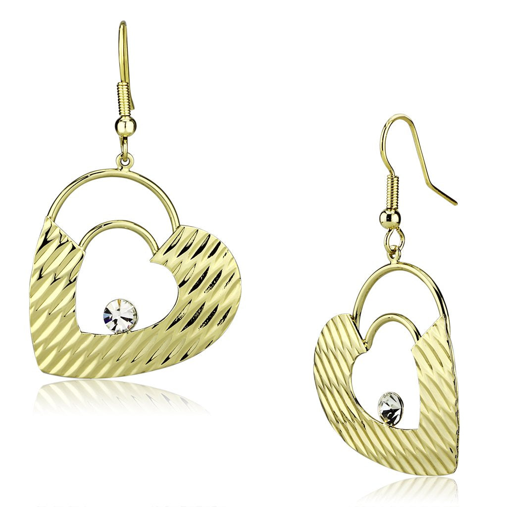 JCE2679 Gold Iron Earrings with Top Grade Crystal in Clear