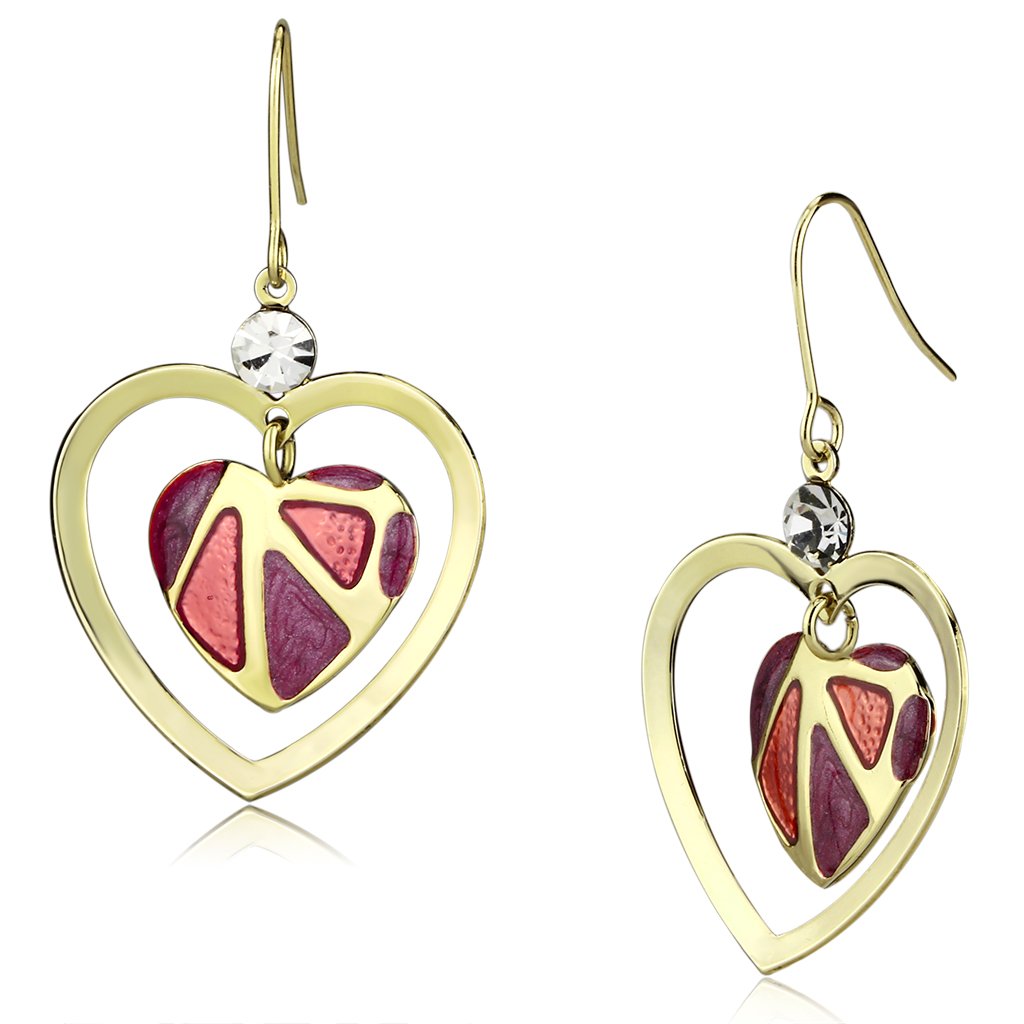 JCE2680 Gold Iron Earrings with Top Grade Crystal in Clear