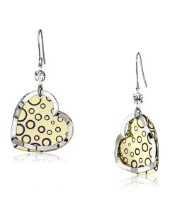 JCE2694 Gold+Rhodium Iron Earrings with Top Grade Crystal in Clear