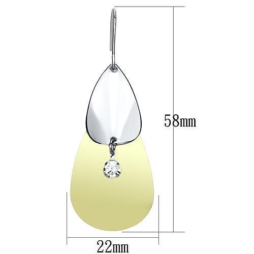 JCE2696 Gold+Rhodium Iron Earrings with Top Grade Crystal in Clear