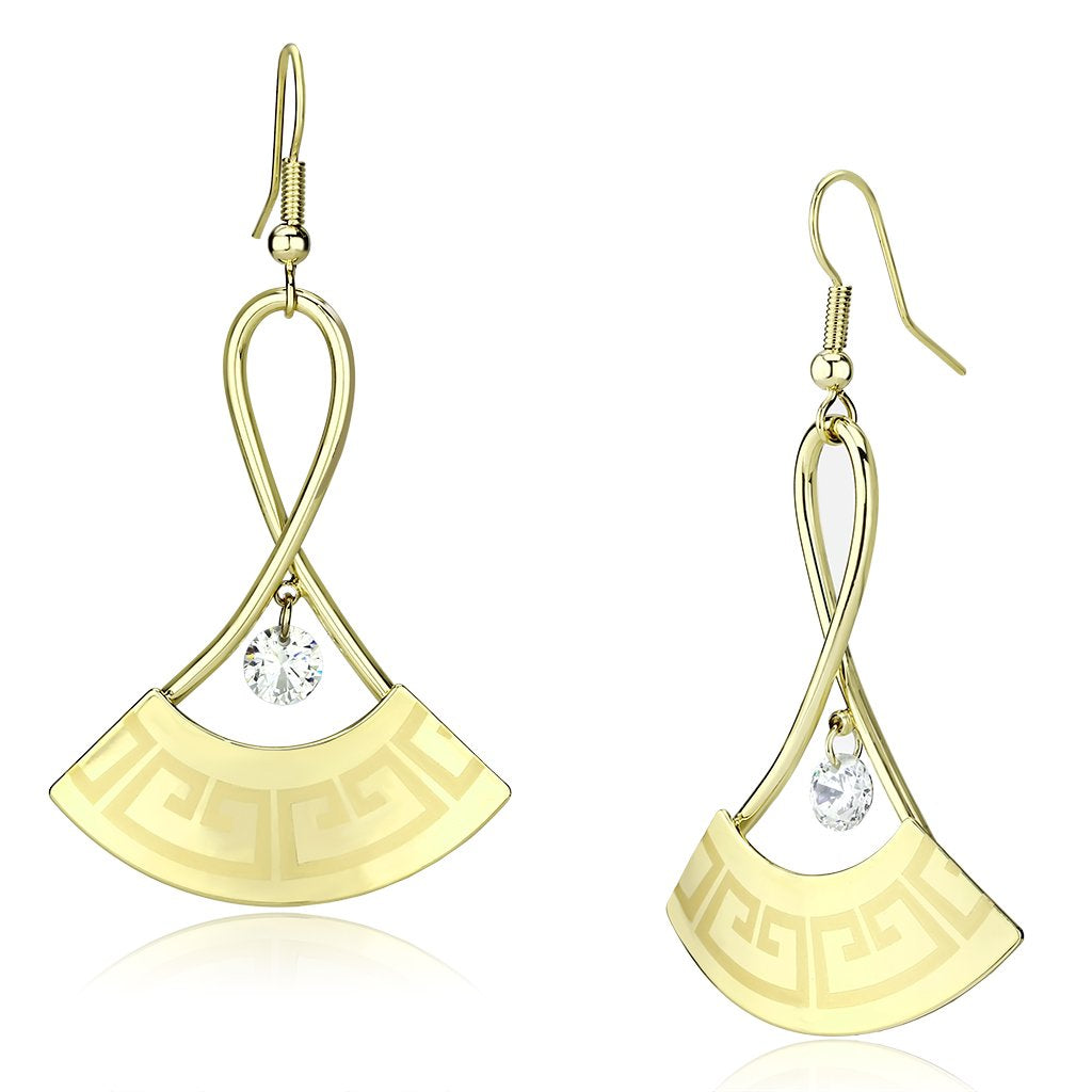 JCE2707 Gold Iron Earrings with AAA Grade CZ in Clear