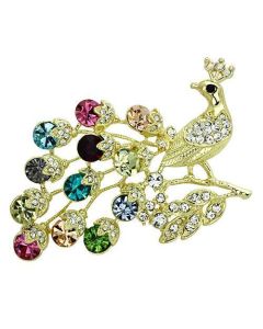 JCE2770 Flash Gold White Metal Brooches with Top Grade Crystal  in Multi Color