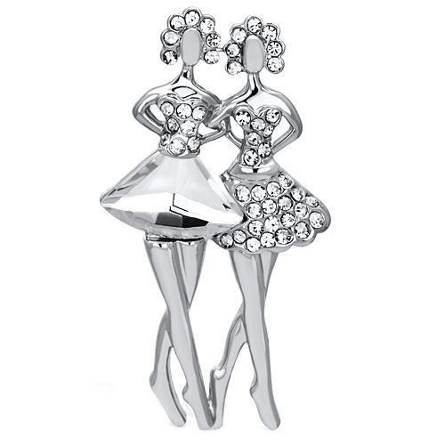 JCE2775 Imitation Rhodium White Metal Brooches with Synthetic Synthetic Glass in Clear