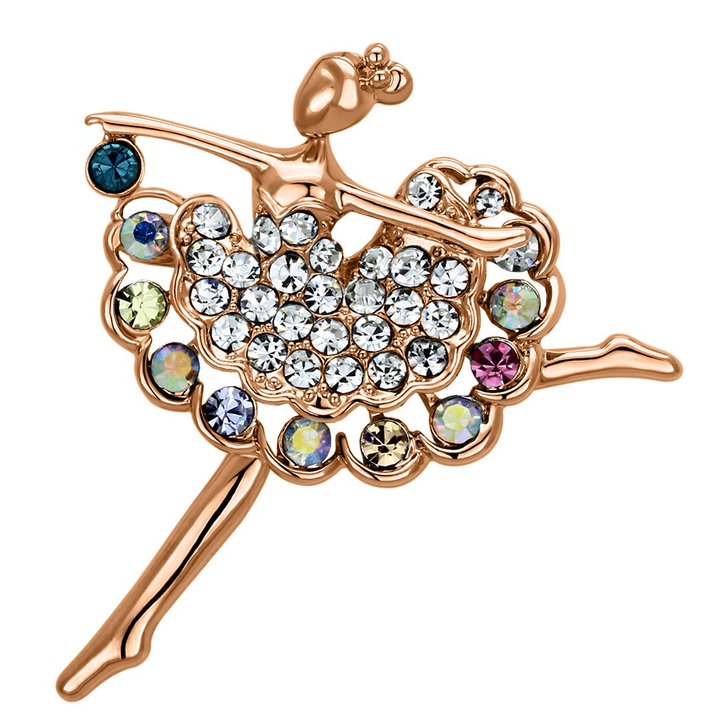 JCE2781 Imitation Rhodium White Metal Brooches with Top Grade Crystal  in Multi Color