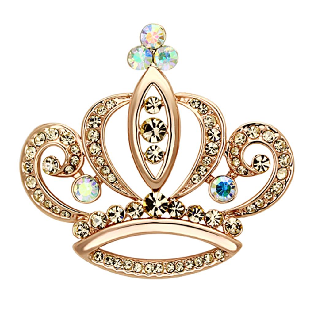 JCE2871 Flash Rose Gold White Metal Brooches with Top Grade Crystal  in Multi Color