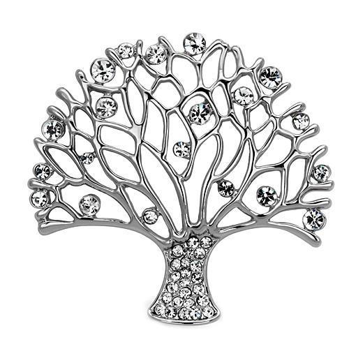 JCE2915 Imitation Rhodium White Metal Brooches with Top Grade Crystal  in Clear