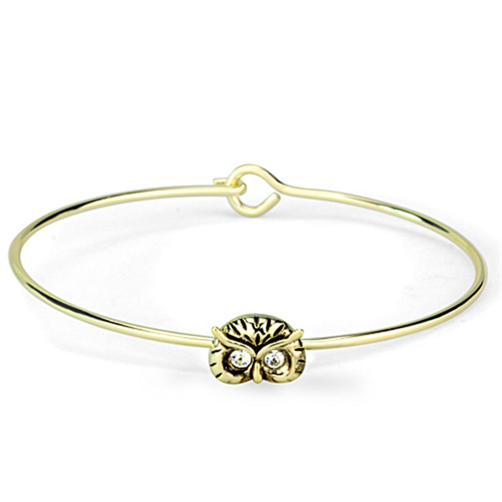 JCE3275 Gold Brass Bangle with Top Grade Crystal  in Clear