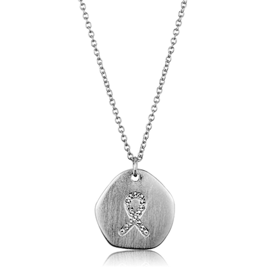 JCE3480 Rhodium+Brushed Brass Chain Pendant with Top Grade Crystal  in Clear