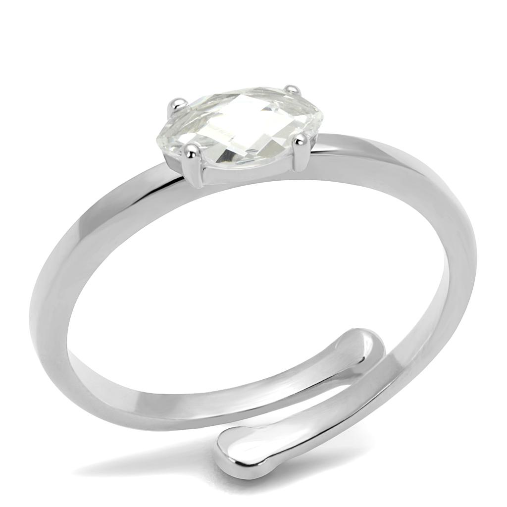 JCE4070 Rhodium Brass Ring with AAA Grade CZ  in Clear