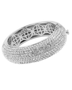 JCE4302 Rhodium Brass Bangle with Top Grade Crystal  in Clear