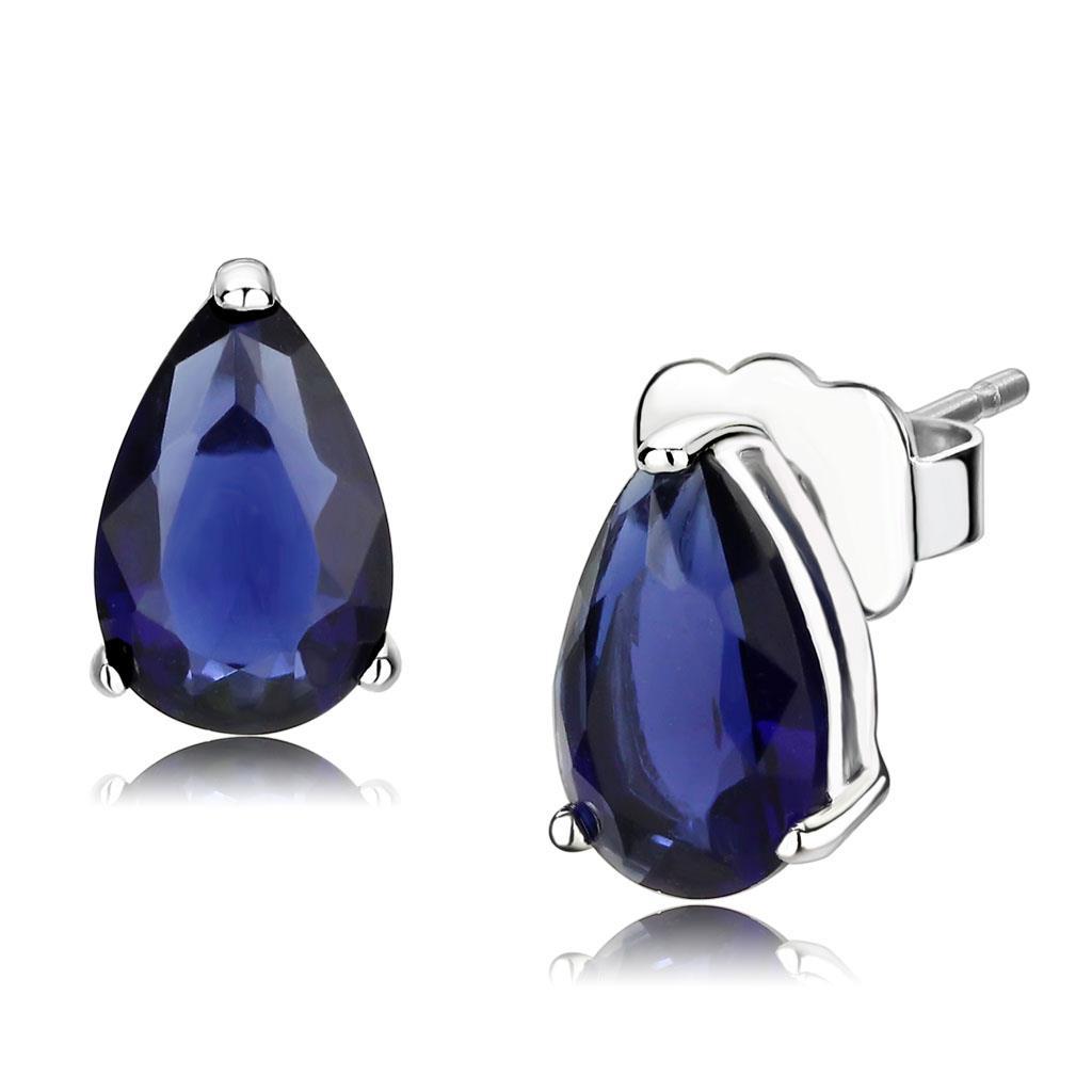 JCE4672 Rhodium 925 Sterling Silver Earrings with AAA Grade CZ in Clear