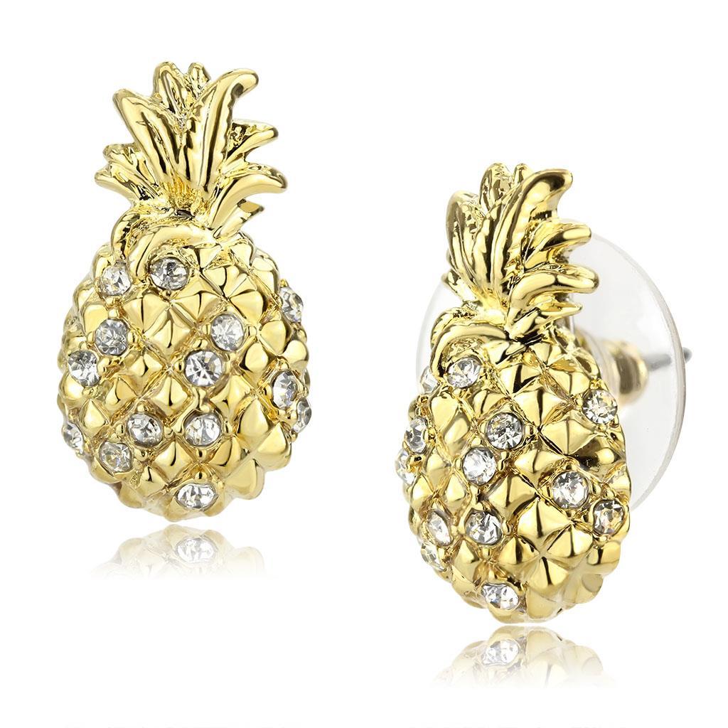 JCE4677 Gold Brass Earrings with Top Grade Crystal in Clear