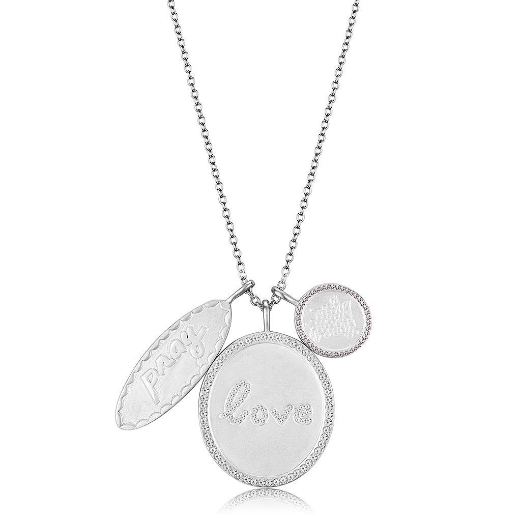 JCE4693 Rhodium+Brushed Brass Necklace with Top Grade Crystal in Light Amethyst