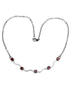 JCE4730 Ruthenium White Metal Necklace with AAA Grade CZ in Siam