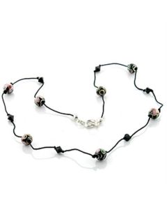 JCE737 Brass Necklace with Epoxy in Multi Color