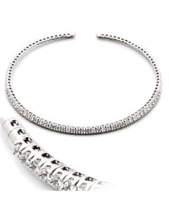 JCE829 Rhodium Brass Necklace with AAA Grade CZ in Clear