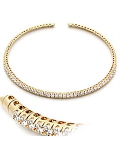JCE830 Gold Brass Necklace with AAA Grade CZ in Clear